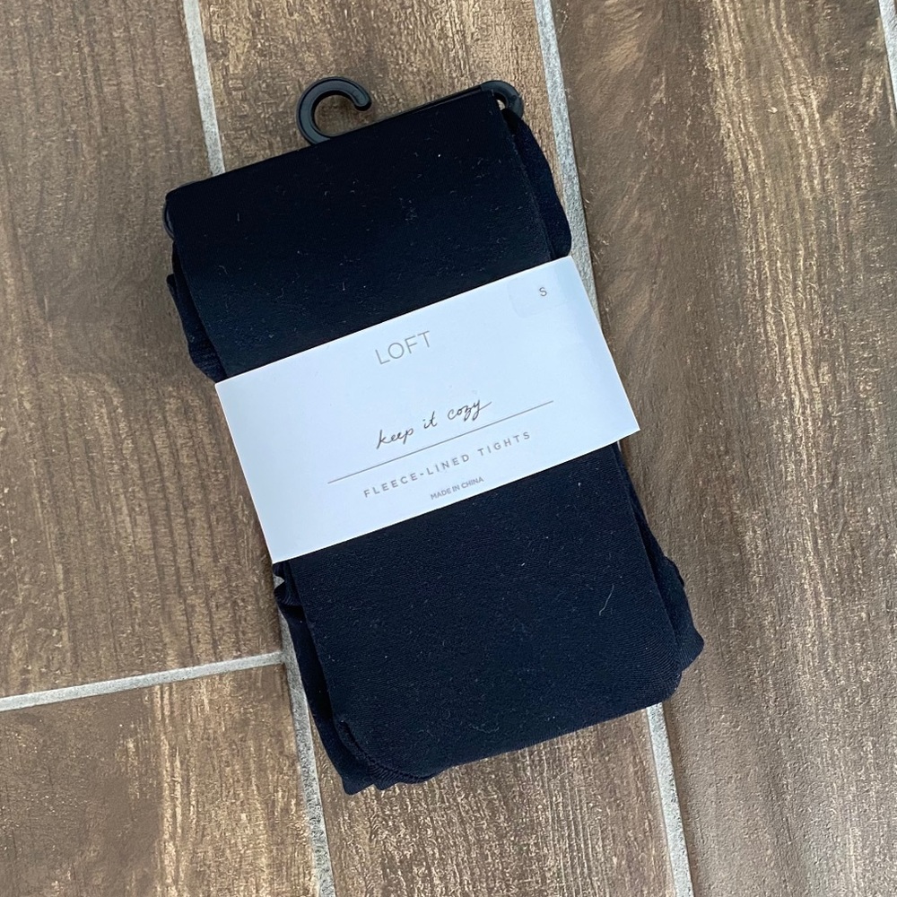 Cozy, fleece lined black tights (Loft)